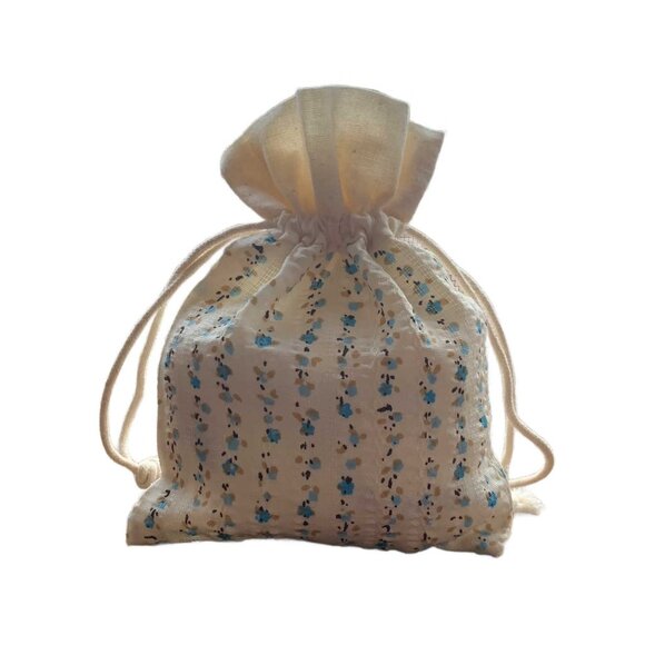 Set of 12 NEW Floral Patterned Cotton Fabric Bags with Drawstring Cords - Picture 4 of 7